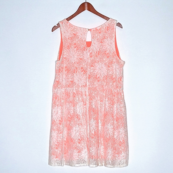 FINAL DAYS $5 Xhilaration Salmon Dress White Lace Overla - CLOSET CLOSING - Picture 3 of 11